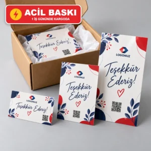 Acil Teşekkür Kartı baskı – 1 iş gününde kargoda
