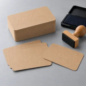 Baskısız boş kraft kartvizit 5,5x8,5 cm oval kesim