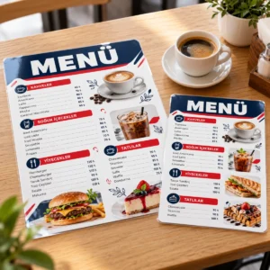 PVC kaplı A4 ve A5 kafe restoran menüsü